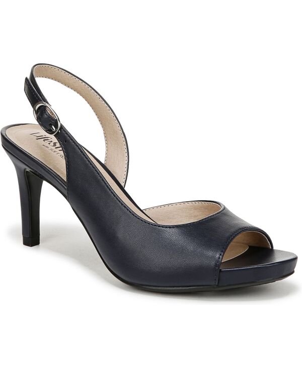 ライフストライド レディース シューズ パンプス LifeStride Women's Teller 2 Slingback Peep Toe Pumps Lux Navy Faux Leather ネイビー