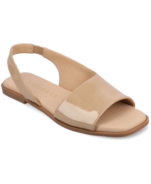 ジュルネ コレクション レディース シューズ サンダル Journee Collection Journee Womens Brinsley Medium and Wide Width Croco Texture Sling Back Flat Sandals Nude Patent