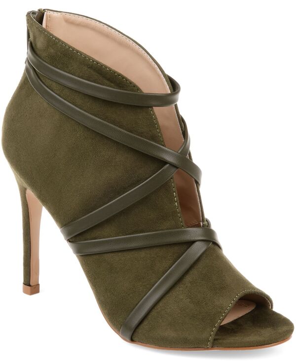 ジュルネ コレクション レディース シューズ ブーツ・レインブーツ Journee Collection Women'samara Peep Toe Stiletto Dress Booties Olive オリーブ