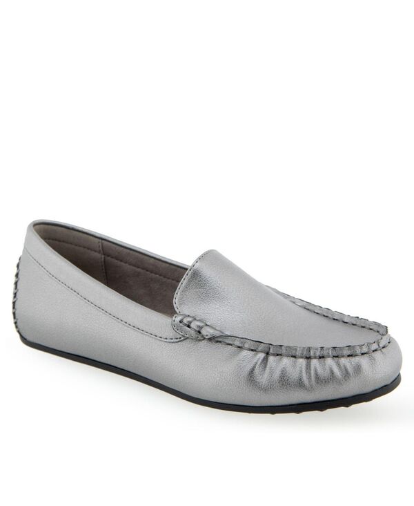 エアロソールズ レディース シューズ パンプス ローファー Aerosoles Women's Over Drive Driving Style Loafers Gunmetal Combo - Faux Leather ガンメタル画像