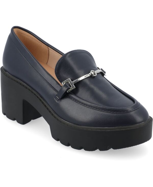 ジュルネ 寄せ合わせ レディース シューズ スリッポン・ローファー プラットホーム Journee Collection Women\u0027s Kezziah Platform Lug Loafer Navy 米国海軍