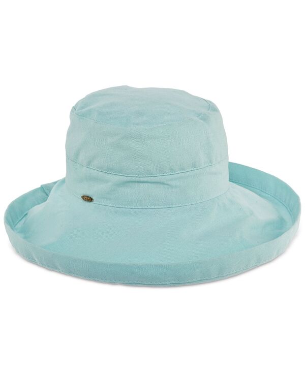 スカラ レディース アクセサリー 帽子 コットン Scala Cotton Big Brim With Inner Drawstring Aqua アクア