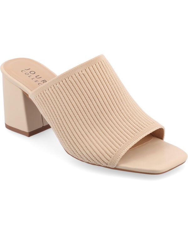 ジュルネ コレクション レディース シューズ サンダル ヒール Journee Collection Women's Lorenna Block Heel Slide Sandals Beige ベージュ