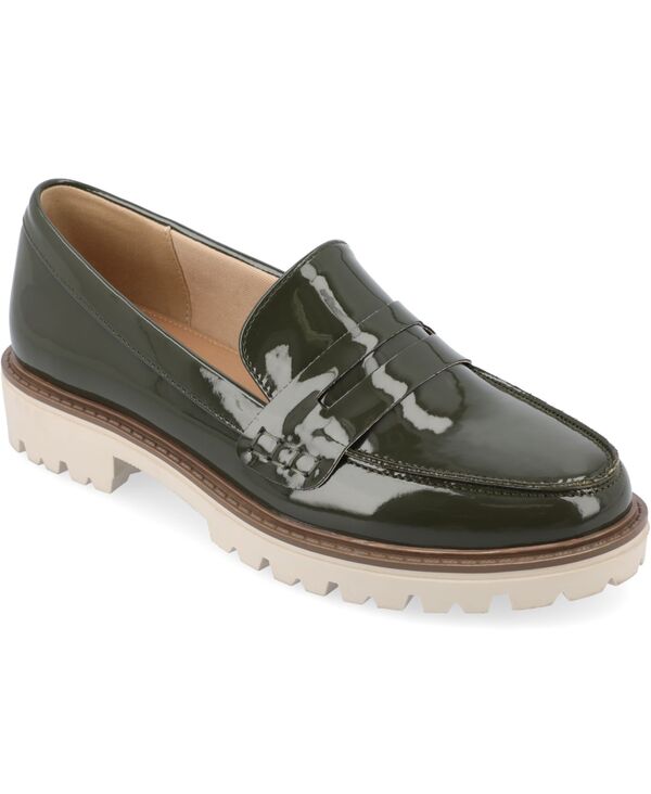 ジュルネ コレクション レディース シューズ パンプス ローファー Journee Collection Women's Kenly Slip On Loafer Olive Patent オリーブ