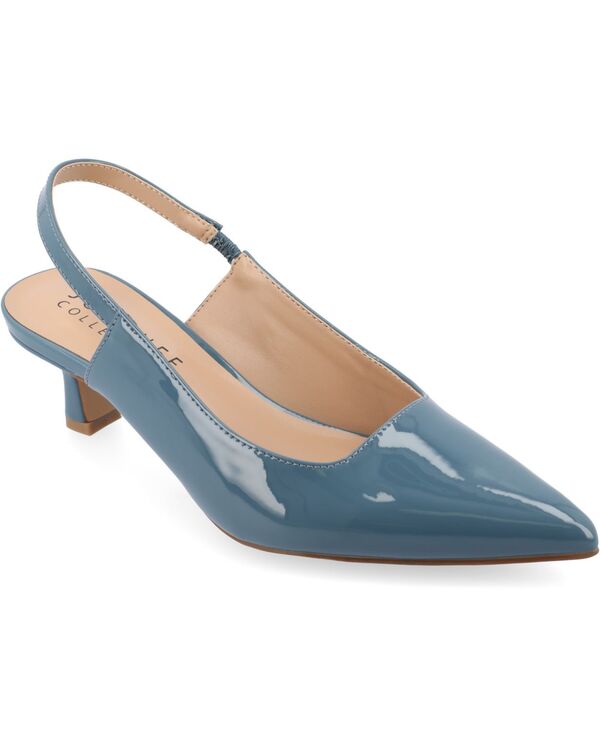 ジュルネ コレクション レディース シューズ パンプス Journee Collection Women's Paulina Pointed Toe Slingback Pumps Blue Patent ブルー