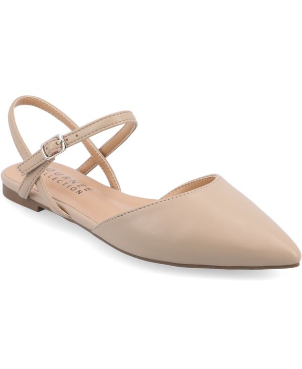 ジュルネ コレクション レディース シューズ パンプス Journee Collection Women's Martine Strappy Pointed Toe Flats Wheat