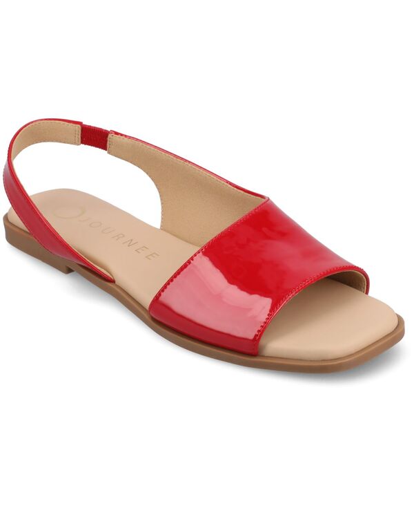 ジュルネ コレクション レディース シューズ サンダル Journee Collection Journee Womens Brinsley Medium and Wide Width Croco Texture Sling Back Flat Sandals Red Patent レッド