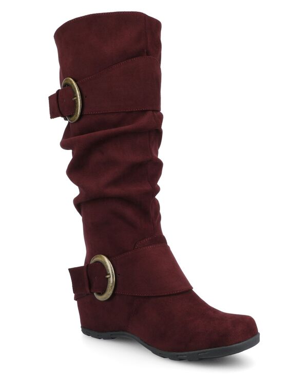 ジュルネ コレクション レディース シューズ ブーツ・レインブーツ Journee Collection Journee Womens Jester-01 Regualr Wide Calf & Extra Wide Calf Hidden Wedge Riding Boots Oxblood オックスブラッド画像