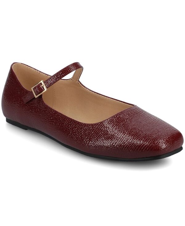 ジュルネ コレクション レディース シューズ パンプス Journee Collection Women's Carrie Square Toe Mary Jane Flats Oxblood オックスブラッド画像