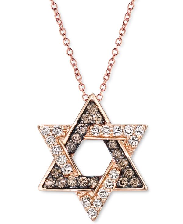 ル ヴァン レディース アクセサリー ネックレス・チョーカー・ペンダントトップ レース Le Vian Chocolate Diamond (1/8 ct.w.) & Nude Diamond (1/8 ct.w.) Star of David Pendant Necklace in 14k Rose Gold ゴールド