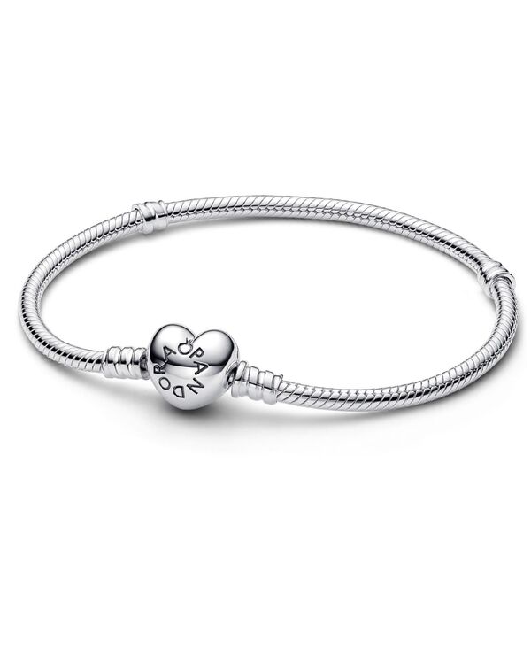 パンドラ レディース アクセサリー ブレスレット・バングル・アンクレット Pandora Sterling Silver Moments Heart Clasp Snake Chain Bracelet Silver シルバー