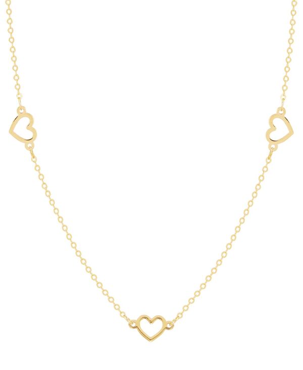イタリアン ゴールド レディース アクセサリー ネックレス・チョーカー・ペンダントトップ レース Italian Gold Polished Open Heart Station 18" Collar Necklace in 10k Gold ゴールド｜ReVida 店