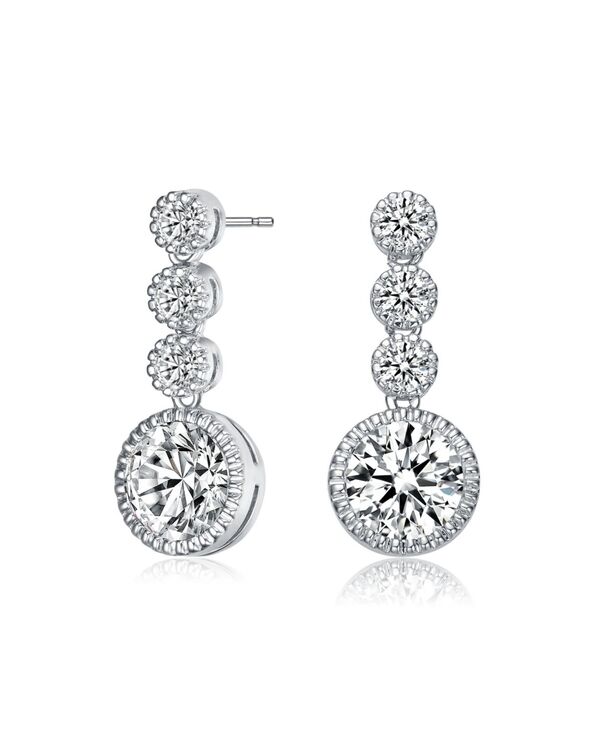 ジュネヴィヴェ レディース アクセサリー ピアス・イヤリング Genevive Sterling Silver with White Gold Plated Clearound Cubic Zirconia Bezel Sethree Tier Drop Earringsilver シルバー