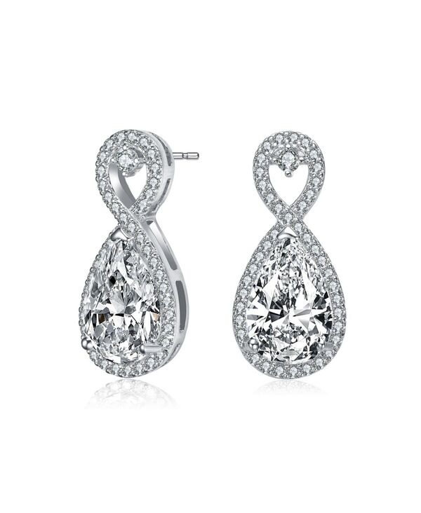 ジュネヴィヴェ レディース アクセサリー ピアス・イヤリング Genevive Sterling Silver with White Gold Plated Clear Pear and Round Cubic Zirconia Infinity Drop Earringsilver シルバー