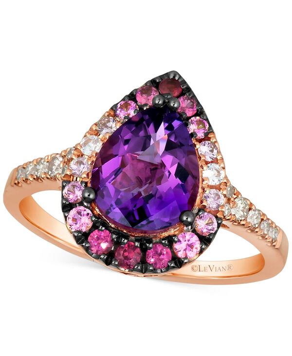 ル ヴァン レディース アクセサリー リング Le Vian Multi-Gemstone (2-1/5 ct.w.) & Nude Diamond (1/6 ct.w.) Pear Halo Ring in 14k Rose 14K Rg ゴールド