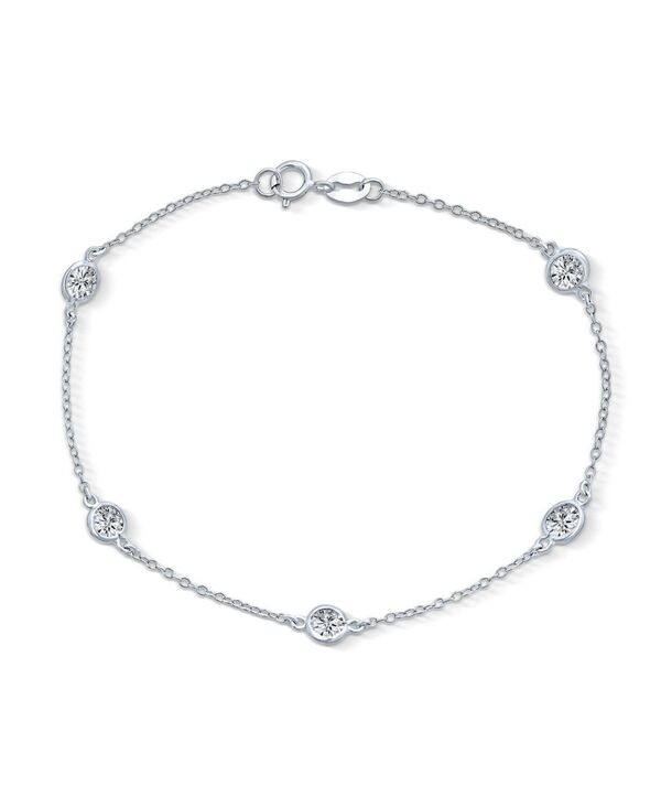 ブリング レディース アクセサリー ブレスレット・バングル・アンクレット アンクル Bling Jewelry Elegant Delicate Cubic Zirconia CZ By The Yard Anklet Ankle Bracelet Sterling Silver 9-10\