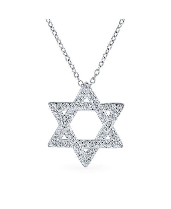 ブリング レディース アクセサリー ネックレス・チョーカー・ペンダントトップ レース Bling Jewelry Cubic Zirconia CZ Accent Religious Magen Judaica Hanukkah Intertwined Star Of David Pendant Necklace For Women Bat Mitzvah Sterling Silver tone シルバー