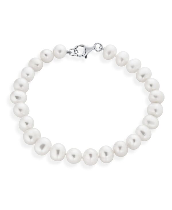 ブリング レディース アクセサリー ブレスレット・バングル・アンクレット Bling Jewelry Classic Simple 7.5-8 MM White Freshwater Cultured Pearl Hand Knotted Strand Bracelet Sterling Silver 7 Inch White ホワイト 14,024円