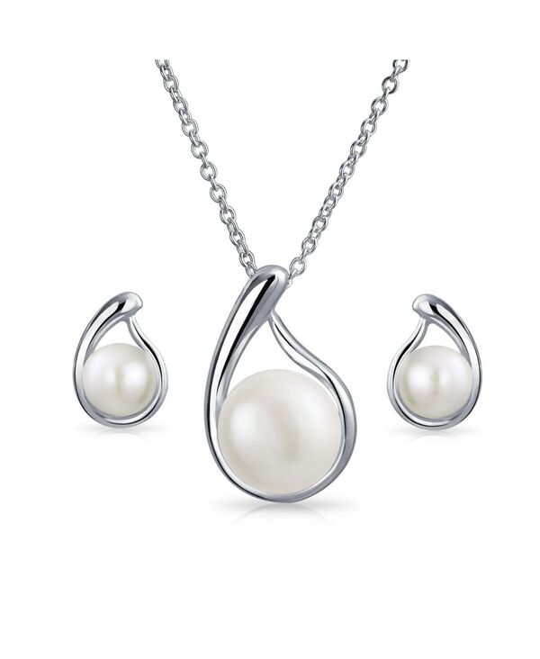 ブリング レディース アクセサリー ネックレス・チョーカー・ペンダントトップ レース Bling Jewelry Timeless Elegance Pearl Pendant Necklace & Stud Earringset in Sterling Silver set シルバー