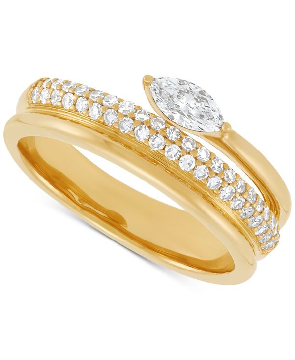 フォーエバー グロウン ダイヤモンズ レディース アクセサリー リング Forever Grown Diamonds Lab Grown Diamond Marquise & Round Wrap Ring (1/2 ct.w.) in 14k Gold-Plated Sterlingold-Plated Sterling Silver ゴールド