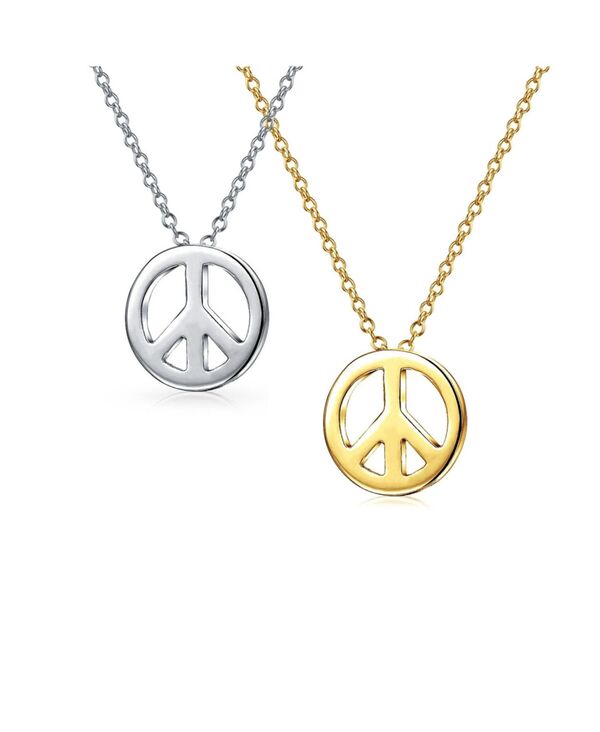 ブリング レディース アクセサリー ネックレス・チョーカー・ペンダントトップ レース Bling Jewelry Set of 2 Peace Sign Pendant Necklaces Plated Sterlingrey set グレー|ReVida 店