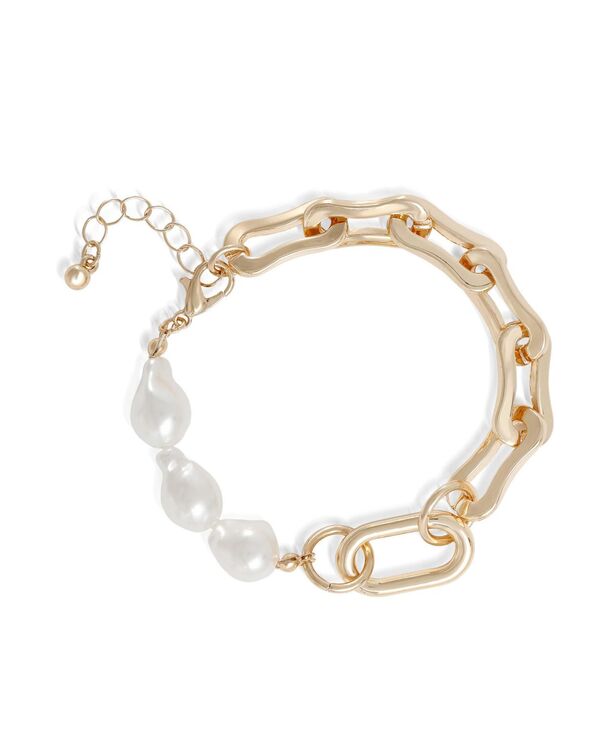 ビーシビージー レディース アクセサリー ブレスレット・バングル・アンクレット BCBGold-Tone Link and Pearl Bracelet Gold/white ホワイト