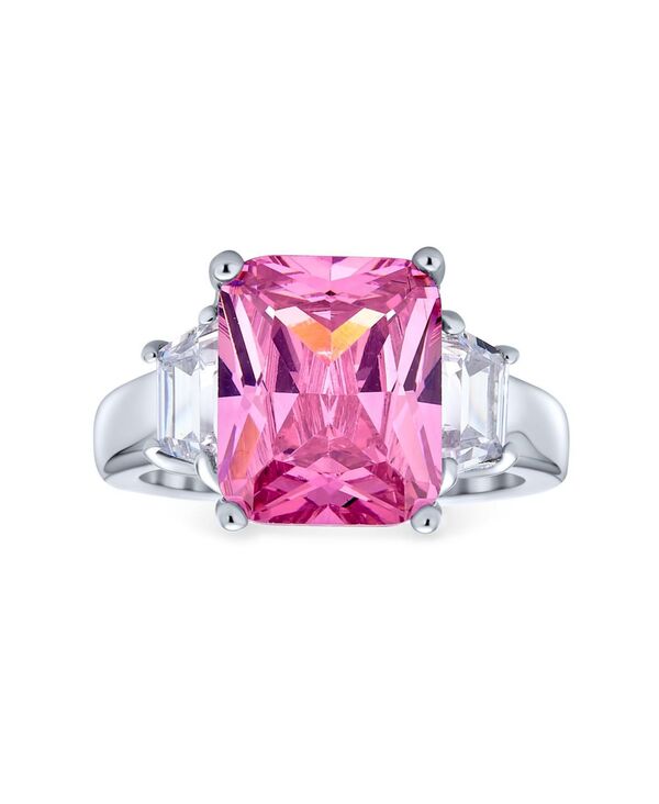 ブリング レディース アクセサリー Bling Jewelry Art Deco Style Sterling Silver 8CTW Yellow CZ Rectanglemerald Cut Cocktail Statement Ring Cubic Zirconia Baguette Stepped Side Stones Pink ピンク