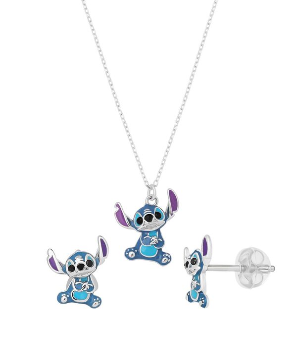ディズニー レディース アクセサリー ネックレス・チョーカー・ペンダントトップ レース Disney 2-Piece Stitch Necklace and Earringset in Sterling Blue ブルー