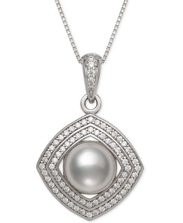 ベル ドゥ メール レディース アクセサリー ネックレス・チョーカー・ペンダントトップ レース Belle de Mer Cultured Freshwater Pearl (8mm) & Cubic Zirconia 18" Pendant Necklace in Sterling Silver シルバー｜ReVida 店