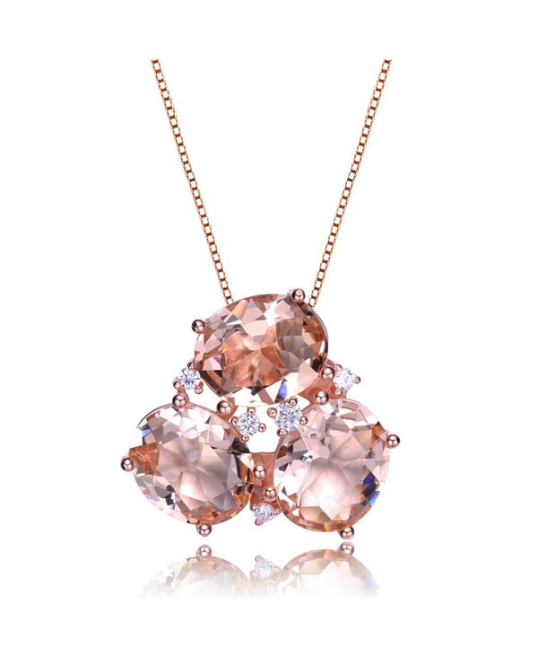 ジュネヴィヴェ レディース アクセサリー ネックレス・チョーカー・ペンダントトップ レース Genevive Sterling Silver 18K Rose Gold Plated Pink Cubic Zirconiaccent Pendant Necklace Pink ピンク