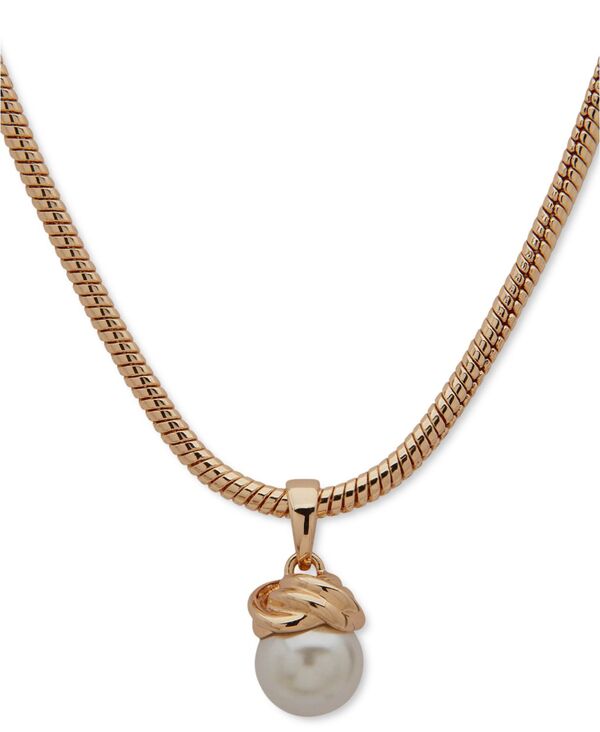 アンクライン レディース アクセサリー ネックレス・チョーカー・ペンダントトップ レース Anne Klein Gold-Tone Imitation Pearl Knot Pendant Necklace 16\