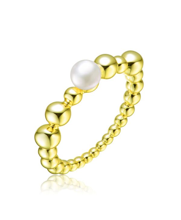 ジュネヴィヴェ レディース アクセサリー リング Genevive Sterling Silver 14K Gold Plated and 4.5MM Fresh Water Pearl Ringold ゴールド