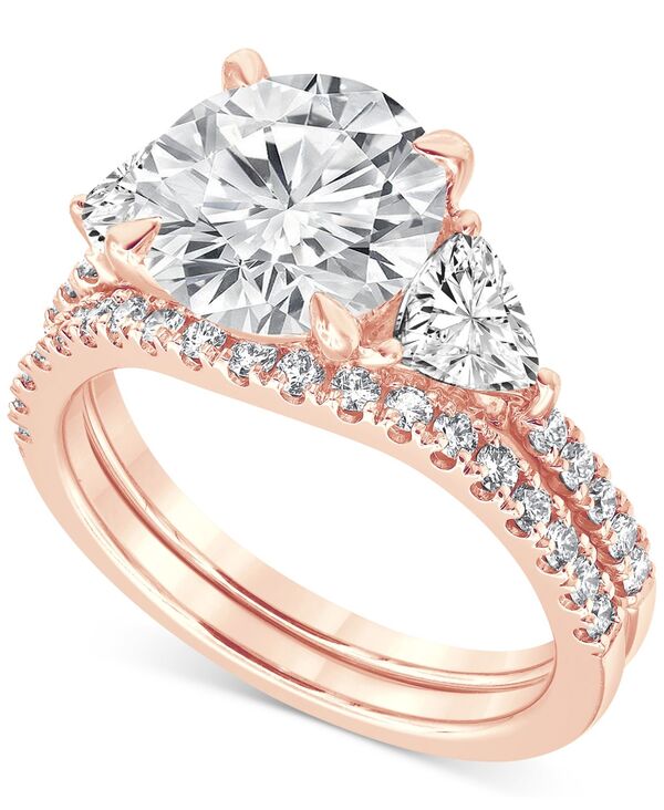 バッジェリーミシュカ レディース アクセサリー リング Badgley Mischka Certified Lab Grown Diamond Round Three Stone Bridal Set (4-1/4 ct.w.) in 14k Rose Gold ゴールド