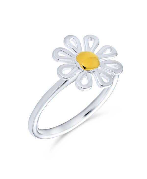 ブリング レディース アクセサリー Bling Jewelry Delicate Tiny Two Tone Flower Daisy Ring Thin 1MM Band Gold Plated Sterling Multi-color マルチカラー