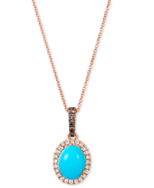 ル ヴァン レディース アクセサリー ネックレス・チョーカー・ペンダントトップ レース Le Vian Robins Egg Blue Turquoise (2 ct.w.) & Diamond (1/4 ct.w.) Halo Adjustable 20\