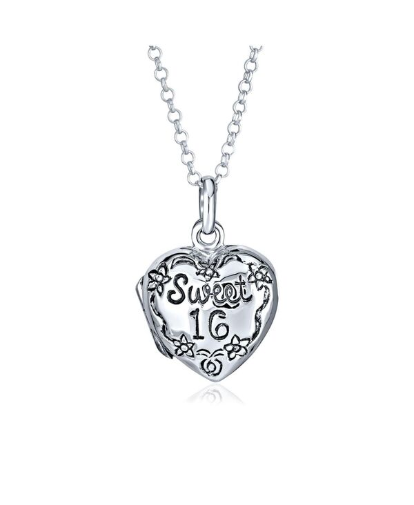 ブリング レディース アクセサリー ネックレス・チョーカー・ペンダントトップ レース Bling Jewelry SWEET 16 Birthday Locket Necklace That Holds Picture Photo Holder Flower Heart Locketsilver シルバー