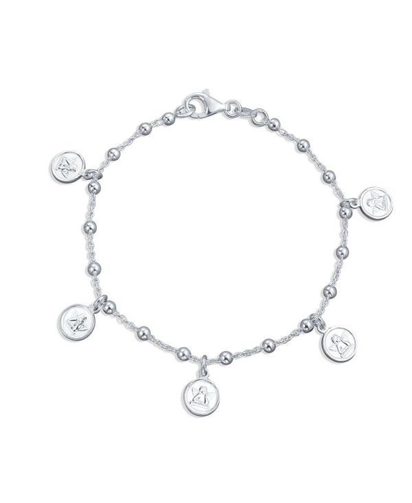 ブリング レディース アクセサリー ブレスレット・バングル・アンクレット Bling Jewelry Protection Dangle Roundisc Medal Multi Charm Guardiangels Cherubs Coin Bracelet Sterling Silver シルバー