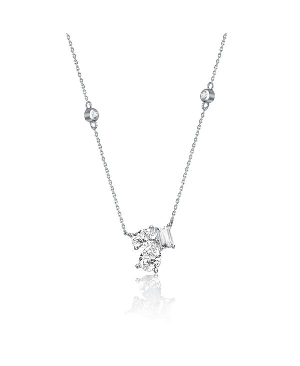 ジュネヴィヴェ レディース アクセサリー ネックレス・チョーカー・ペンダントトップ レース Genevive Sterling Silver Cubic Zirconia Cluster Stationecklace White ホワイト 16,775円