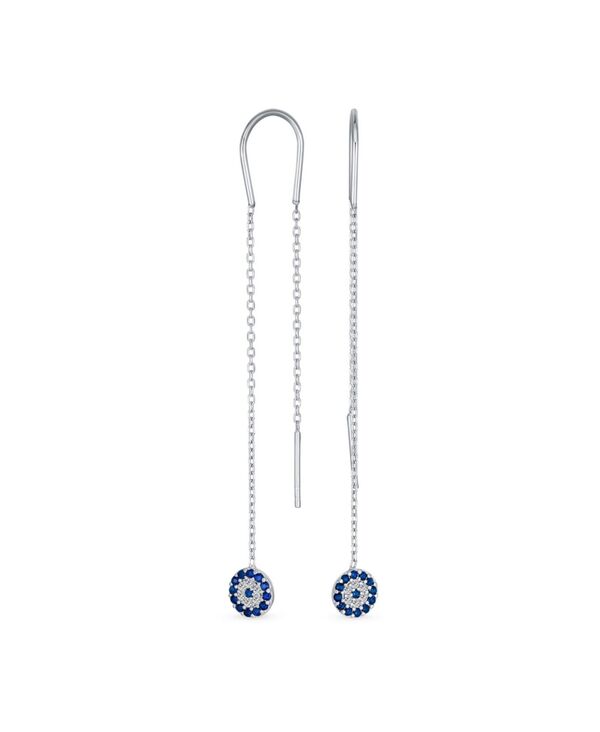 ブリング レディース アクセサリー ピアス・イヤリング Bling Jewelry Blue Nazar Evil Eye Cubic Zirconia Pave CZ Spiritual Thin Chain Threader Earrings .925 Sterling Blue ブルー