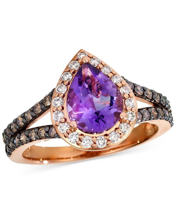 ル ヴァン レディース アクセサリー リング Le Vian Amethyst (1-1/5 ct.w.) Nude Diamond (1/4 ct.w.) & Chocolate Diamond (3/8 ct.w.) Pear-Shaped Ring in 14k Strawberry Rose Gold ゴールド