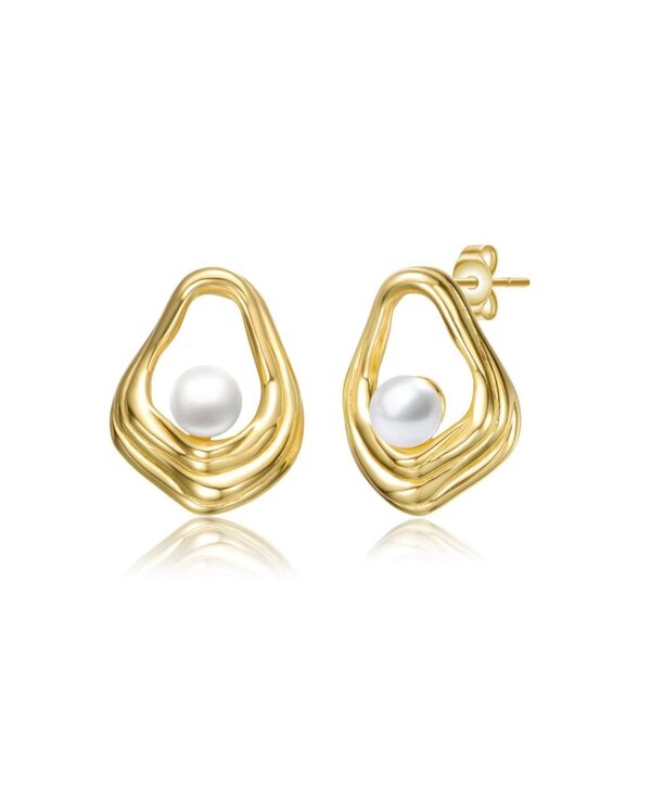 ジュネヴィヴェ レディース アクセサリー ピアス・イヤリング Genevive Sterling Silver 14K Gold Plated with Freshwater Pearl Abstract Shell Earrings Gold ゴールド