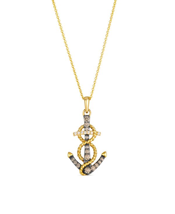 ル ヴァン レディース アクセサリー ネックレス・チョーカー・ペンダントトップ レース Le Vian Chocolate Diamond (0.22 ct.w.) and Vanilla Diamond (0.03 ct.w.) Chocolatier Pendant Necklace in 14k Honeyellow Gold イエロー