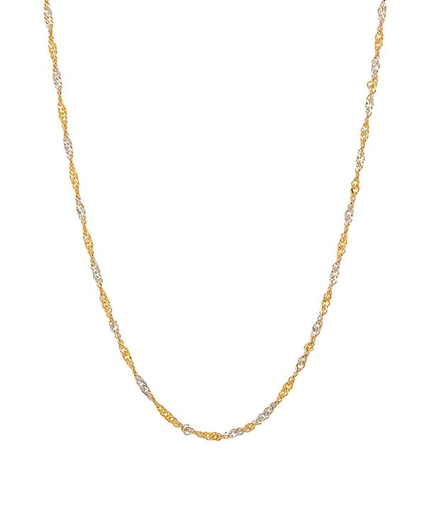 イタリアン ゴールド レディース アクセサリー ネックレス・チョーカー・ペンダントトップ Italian Gold Polished Two-Tone Diamond Cut 16" Singapore Chain 10K Yellow Two-Tone イエロー｜ReVida 店