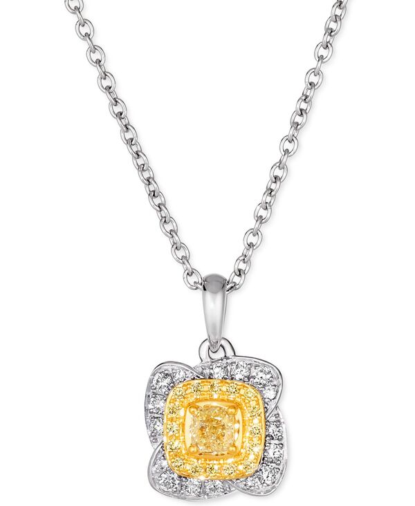 ル ヴァン レディース アクセサリー ネックレス・チョーカー・ペンダントトップ レース Le Vian Sunnyellow Diamond (1/4 ct.w.) & Vanilla Diamond (1/6 ct.w.) Double Halo 18\