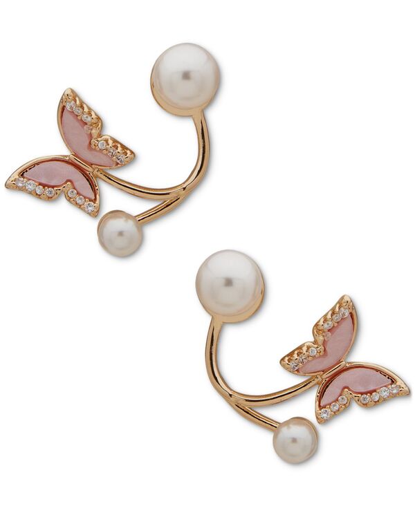 ローナ&リリー レディース アクセサリー ピアス・イヤリング lonna & lilly Gold-Tone Pav Pink Butterfly & Imitation Pearl Drop Earrings Lt/paspink パール｜ReVida 店