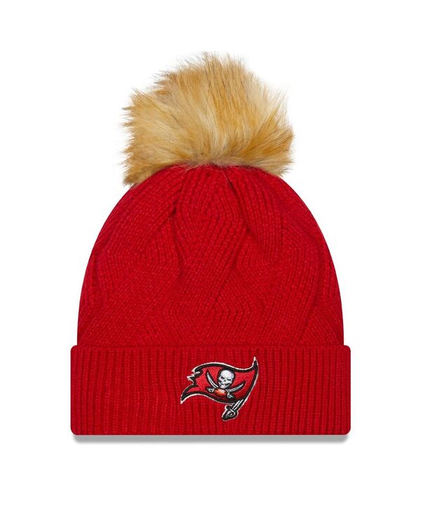 ニューエラ レディース アクセサリー 帽子 ニット New Era Women's Red Tampa Bay Buccaneersnowy Cuffed Knit Hat with Pom Red レッド