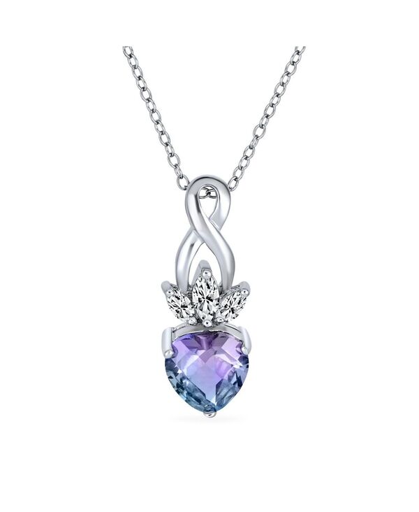 ブリング レディース アクセサリー ネックレス・チョーカー・ペンダントトップ レース Bling Jewelry Mystic Rainbow Heart Shaped Cubic Zirconia Crown Infinity Pendant Necklace Blue ブルー