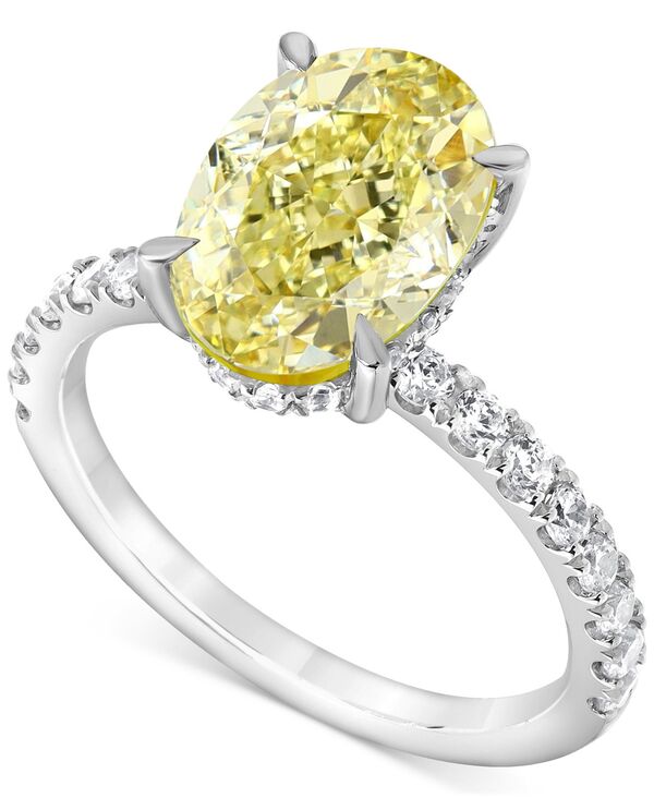 バッジェリーミシュカ レディース アクセサリー リング Badgley Mischka IGI Certified Lab Grown Yellow Diamond Oval-Shaped Engagement Ring (3-1/2 ct.w.) in 14k White Yellow orose White Gold ホワイト