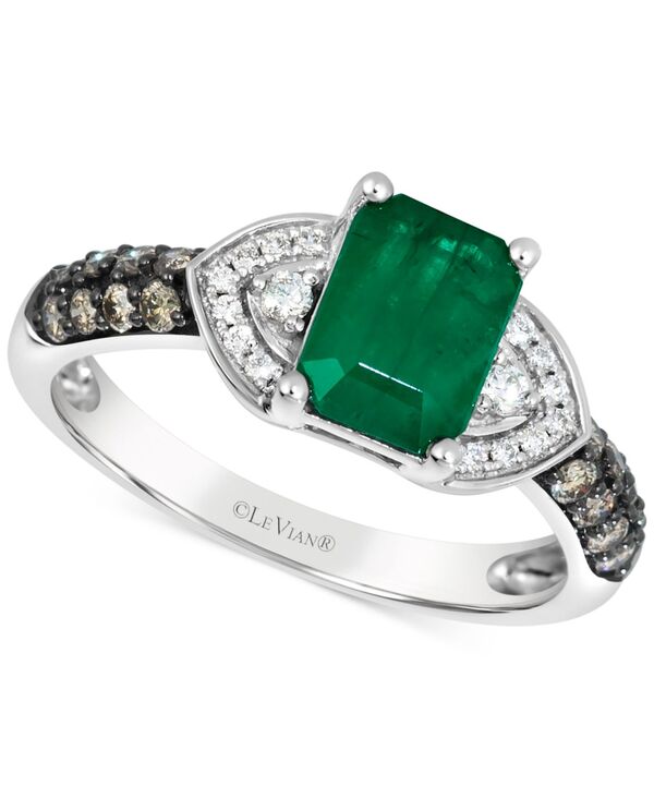 ル ヴァン レディース アクセサリー リング Le Vian Emerald (1 ct.w.) Vanilla Diamond (1/10 ct.w.) & Chocolate Diamond (1/4 ct.w.) Ring in 14k White Gold ホワイト｜ReVida 店