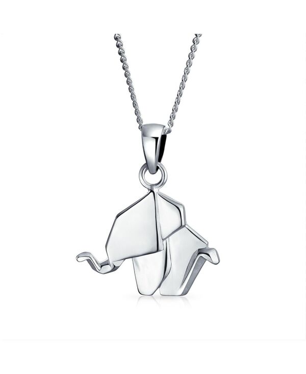 ブリング レディース アクセサリー ネックレス・チョーカー・ペンダントトップ レース Bling Jewelry 3D Geometric Origami Jewelry Animals Elephant Pendant Necklace .925 Sterling Silver シルバー